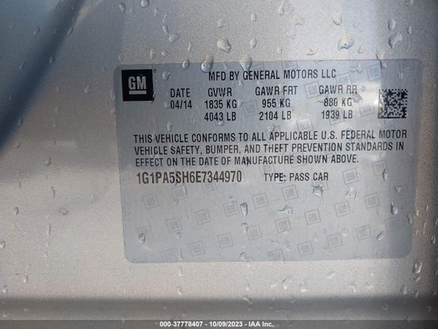 Chevrolet CRUZE LS 2014 1G1PA5SH6E7344970 Image 9