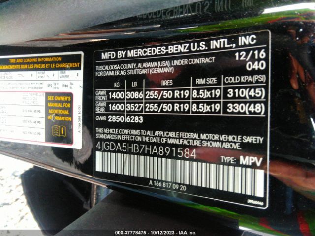 4JGDA5HB7HA891584 Mercedes-Benz Gle Gle 350