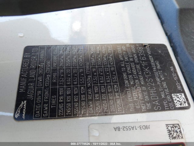 2019 JAGUAR I-PACE SADHC2S13K1F63981 Photo 8