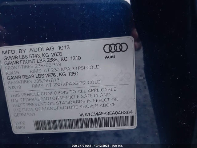 WA1CMAFP3EA046364 Audi Q5 3.0 Tdi Premium Plus