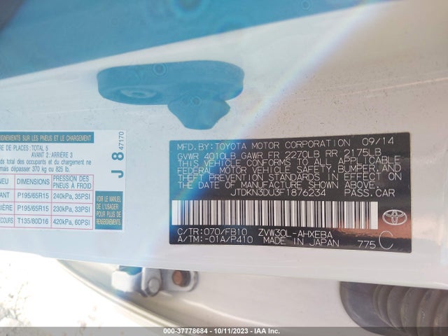 Toyota Prius Four 2015 JTDKN3DU3F1876234 Image 9