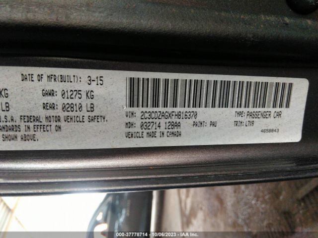2C3CDZAGXFH816370 Dodge Challenger Sxt