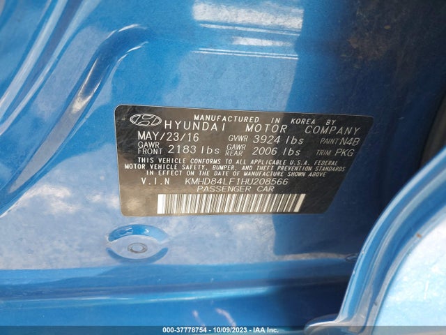 Hyundai ELANTRA SE 2017 KMHD84LF1HU208566 Image 9