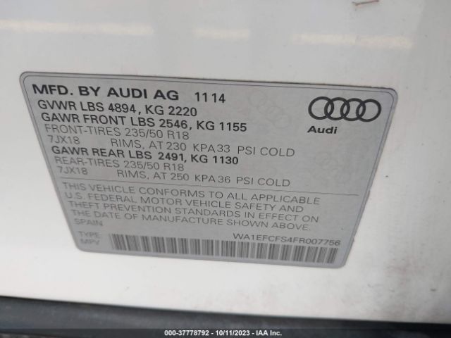 WA1EFCFS4FR007756 Audi Q3 2.0t Premium Plus
