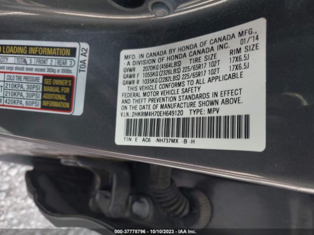 2HKRM4H70EH649120 Honda Cr-v Ex-l