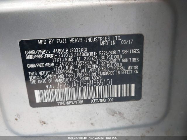 JF2SJAEC6HH585101 Subaru Forester Premium