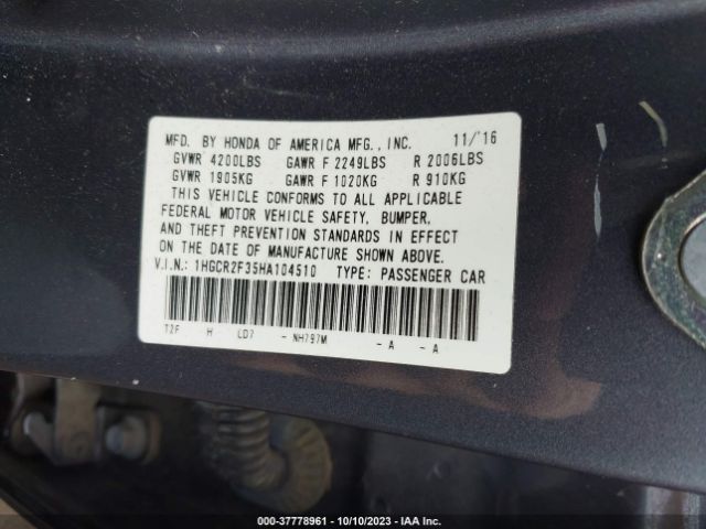 1HGCR2F35HA104510 Honda ACCORD LX