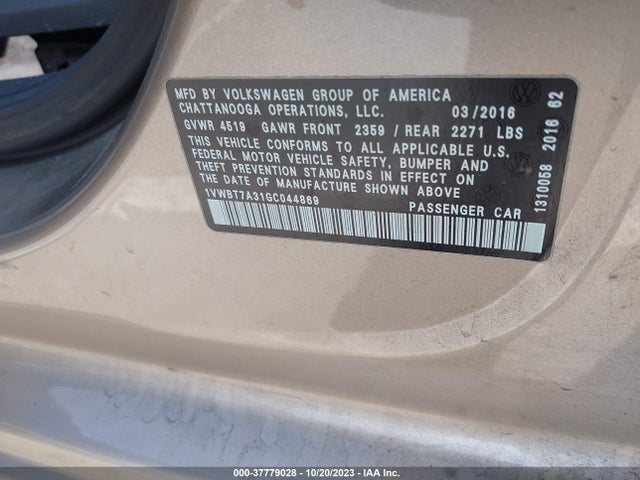 1VWBT7A31GC044869 Volkswagen Passat 1.8t Se