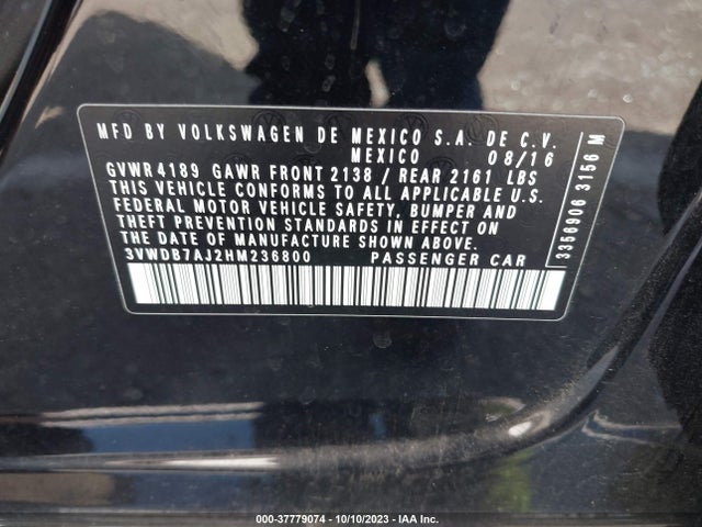 3VWDB7AJ2HM236800 Volkswagen Jetta 1.4t Se