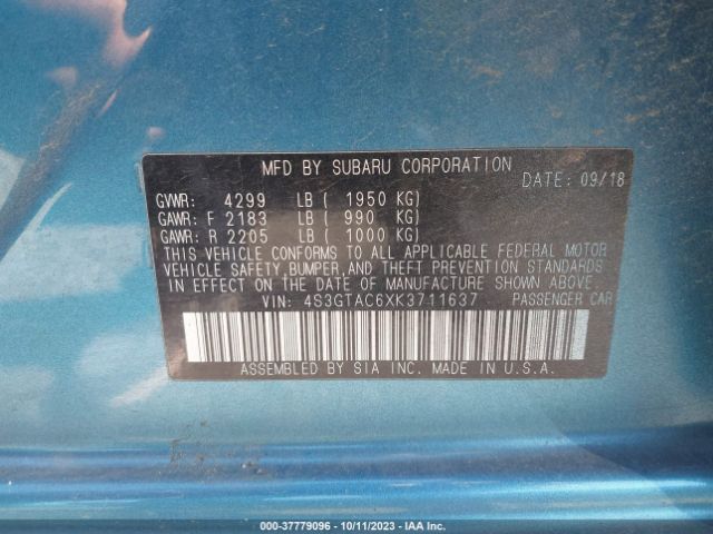 4S3GTAC6XK3711637 Subaru Impreza 2.0i Premium