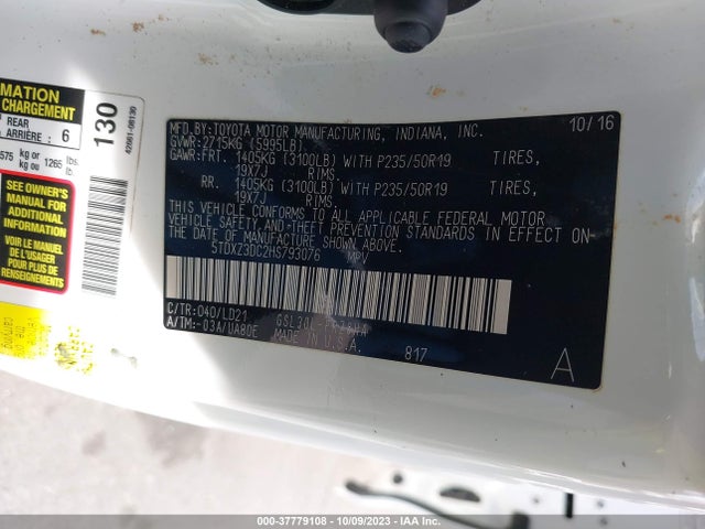 Toyota SIENNA SE 2017 5TDXZ3DC2HS793076 Image 9