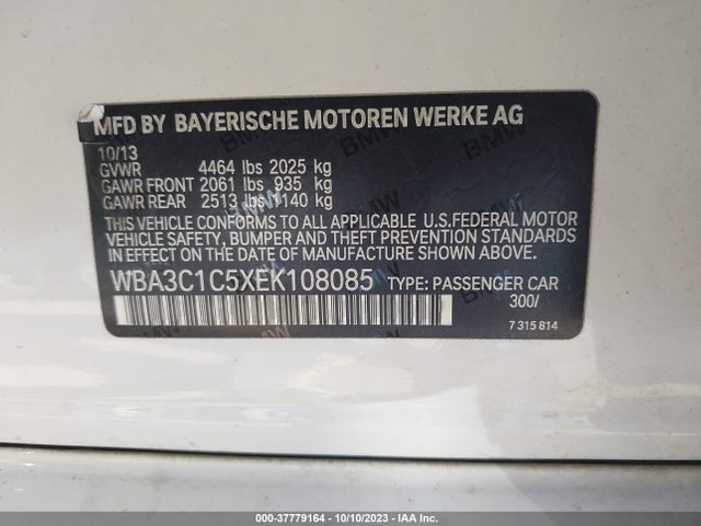 BMW 328I 2014 WBA3C1C5XEK108085 Image 9