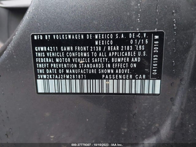 3VW2K7AJ2FM281871 Volkswagen Jetta Sedan 2.0l S