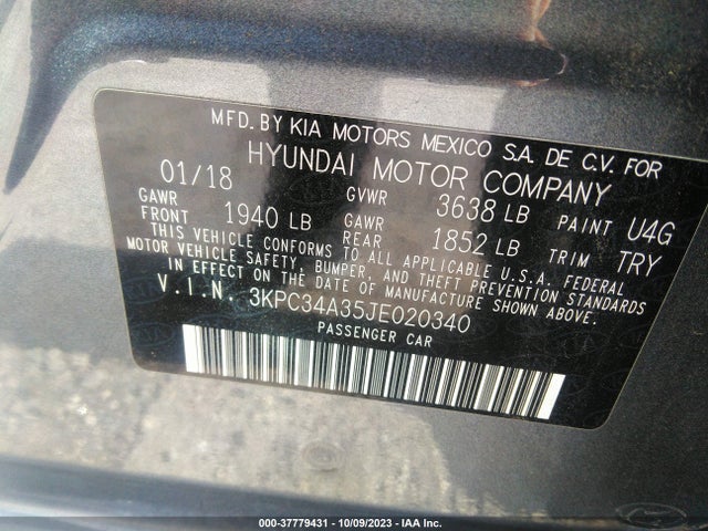 Hyundai Accent Limited 2018 3KPC34A35JE020340 Image 9
