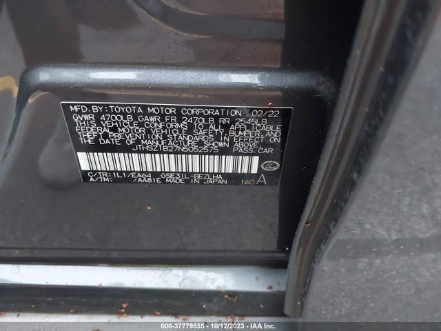 JTHSZ1B27N5052575 Lexus Is Is 350 F Sport
