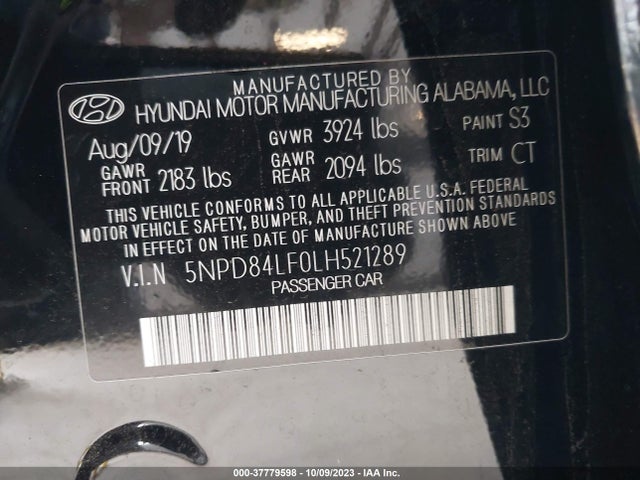 Hyundai ELANTRA SEL 2020 5NPD84LF0LH521289 Image 9