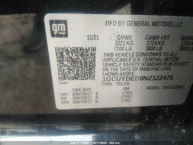 Chevrolet Silverado 1500 Ltd Lt 2022 1GCUYDED8NZ122475 Image 9