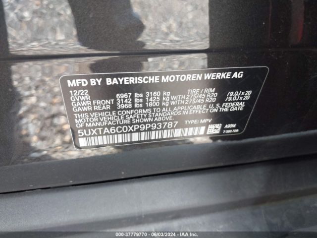 5UXTA6C0XP9P93787 BMW X5 Phev Xdrive45e