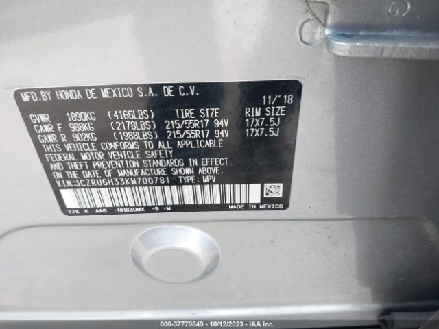 3CZRU6H33KM700781 Honda HR-V LX