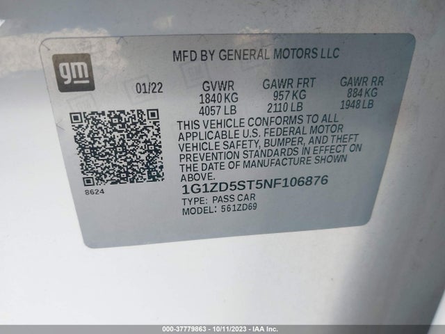Chevrolet MALIBU LT 2022 1G1ZD5ST5NF106876 Image 9
