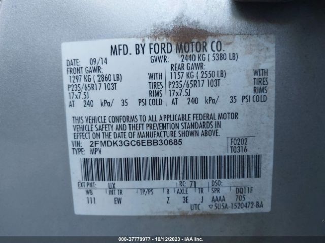 2FMDK3GC6EBB30685 Ford EDGE SE