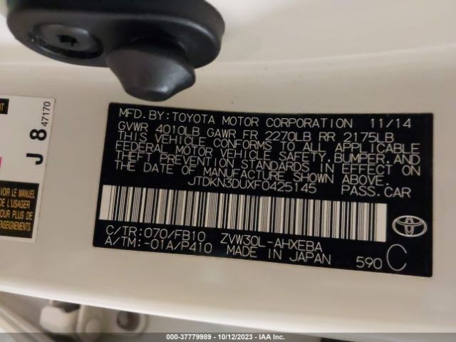 2015 TOYOTA PRIUS JTDKN3DUXF0425145 Photo 8