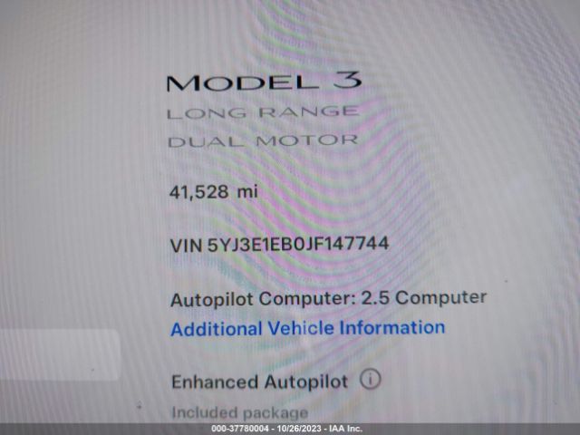 5YJ3E1EB0JF147744 Tesla Model 3 Long Range
