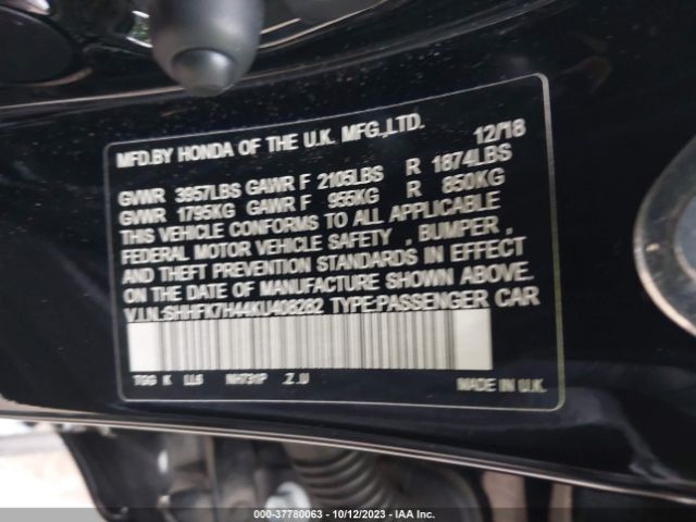 SHHFK7H44KU408282 Honda Civic Hatchback Sport