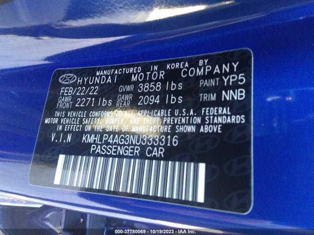 Hyundai Elantra Limited 2022 KMHLP4AG3NU333316 Image 9
