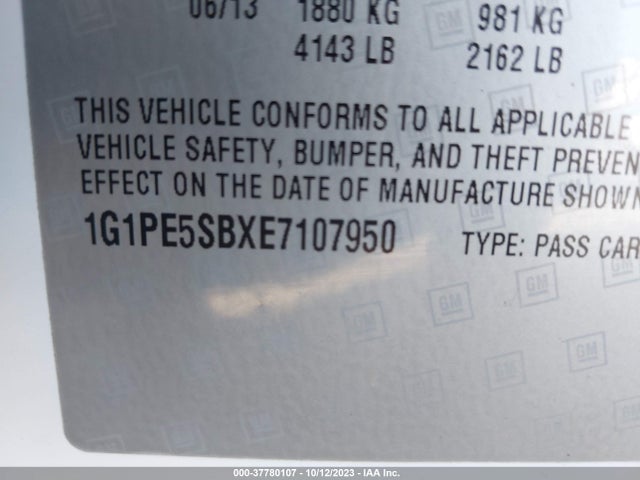 Chevrolet Cruze 2lt Auto 2014 1G1PE5SBXE7107950 Image 9