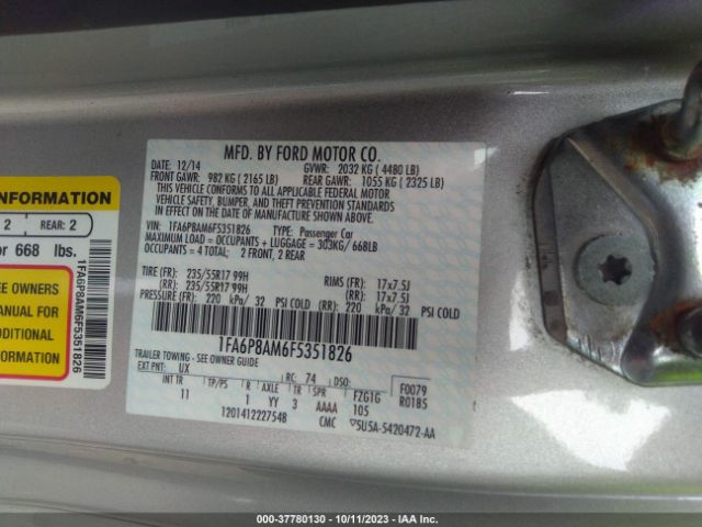 1FA6P8AM6F5351826 Ford Mustang V6