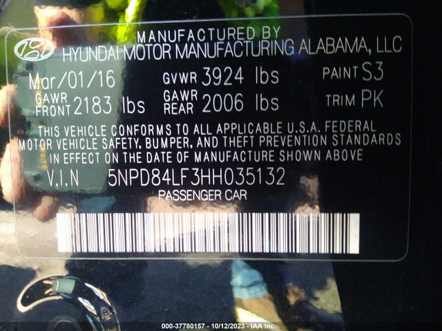 Hyundai ELANTRA SE 2017 5NPD84LF3HH035132 Image 9