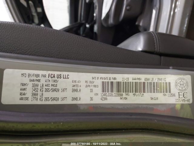 1C4RDJDG9LC228980 Dodge DURANGO GT