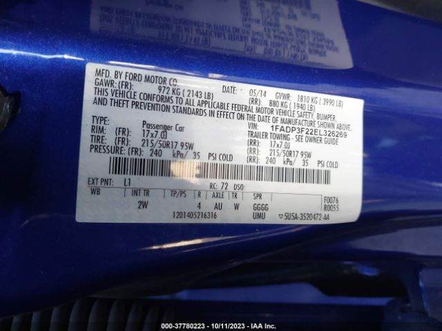 1FADP3F22EL326269 Ford FOCUS SE