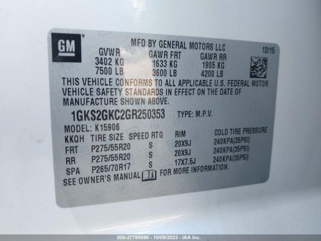 1GKS2GKC2GR250353 GMC Yukon Xl Slt