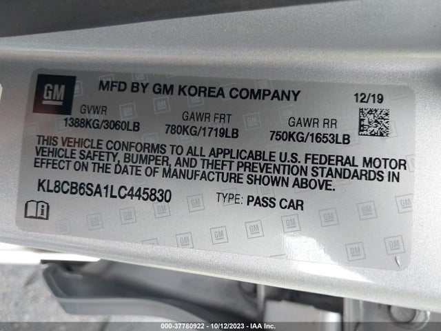 Chevrolet Spark Fwd Ls Automatic 2020 KL8CB6SA1LC445830 Image 9