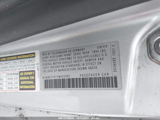 2007 VOLKSWAGEN RABBIT WVWBR71K17W055992 Photo 8