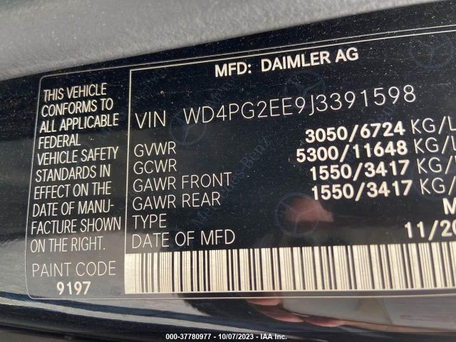 WD4PG2EE9J3391598 Mercedes-Benz METRIS PASSENGER VAN