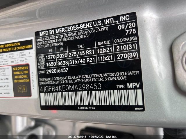 4JGFB4KE0MA298453 Mercedes-Benz Gle Gle 350