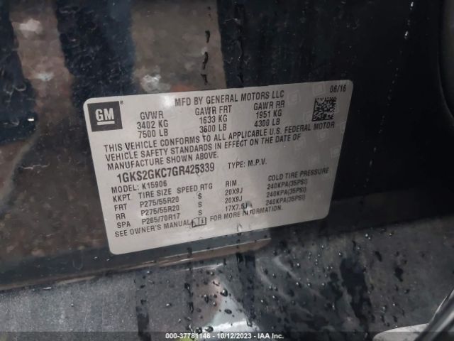 1GKS2GKC7GR425339 GMC Yukon Xl Slt