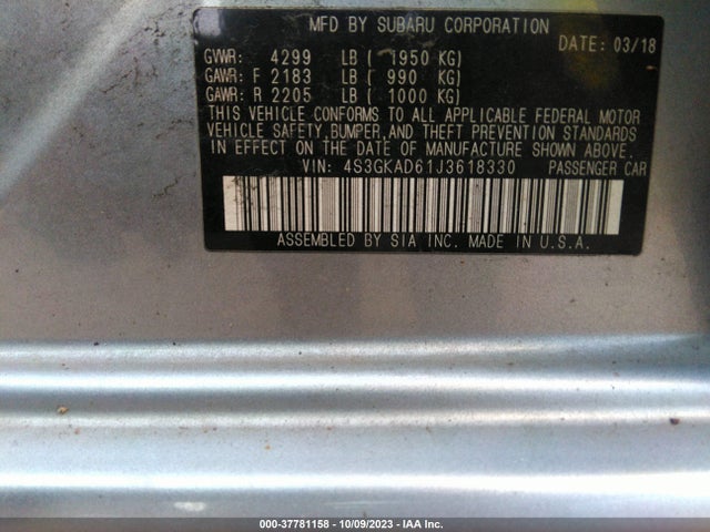 4S3GKAD61J3618330 Subaru Impreza Premium
