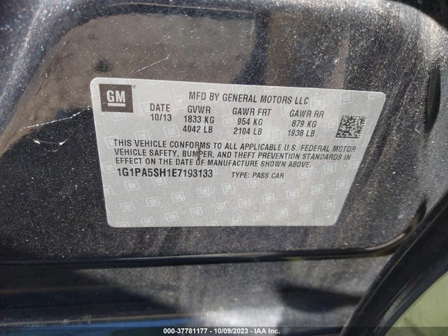 Chevrolet CRUZE LS 2014 1G1PA5SH1E7193133 Image 9