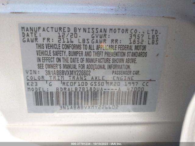 3N1AB8BVXMY226602 Nissan SENTRA S