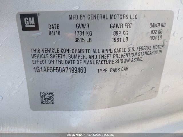 2010 CHEVROLET COBALT LT W/2LT VIN: 1G1AF5F50A7199460
