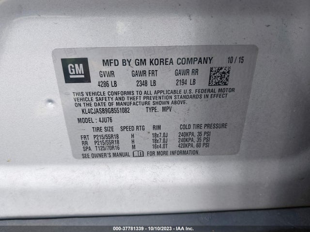 KL4CJASB9GB551082 Buick Encore
