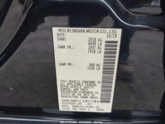 1N4BL4DW7LC187784 Nissan Altima 2.5 Sv