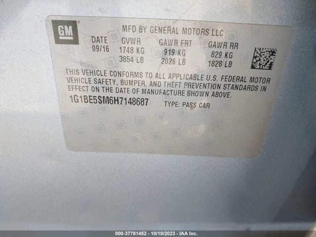 Chevrolet Cruze Lt Auto 2017 1G1BE5SM6H7148687 Image 9