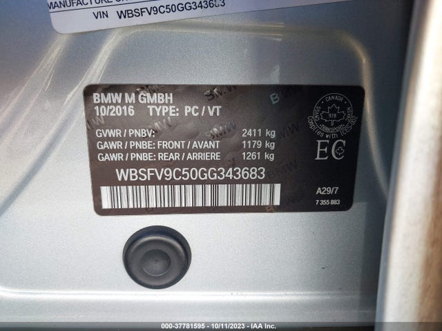 BMW M5 2016 WBSFV9C50GG343683 Image 9