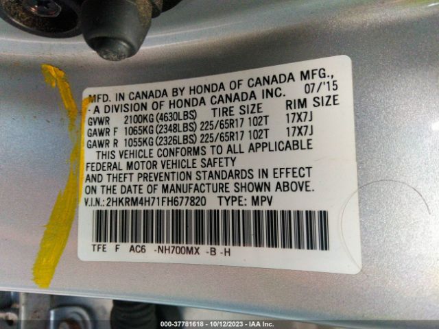 2HKRM4H71FH677820 Honda Cr-v Ex-l