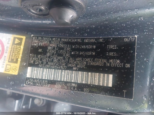 Toyota Highlander Xle/se 2017 5TDJZRFH9HS441677 Image 9